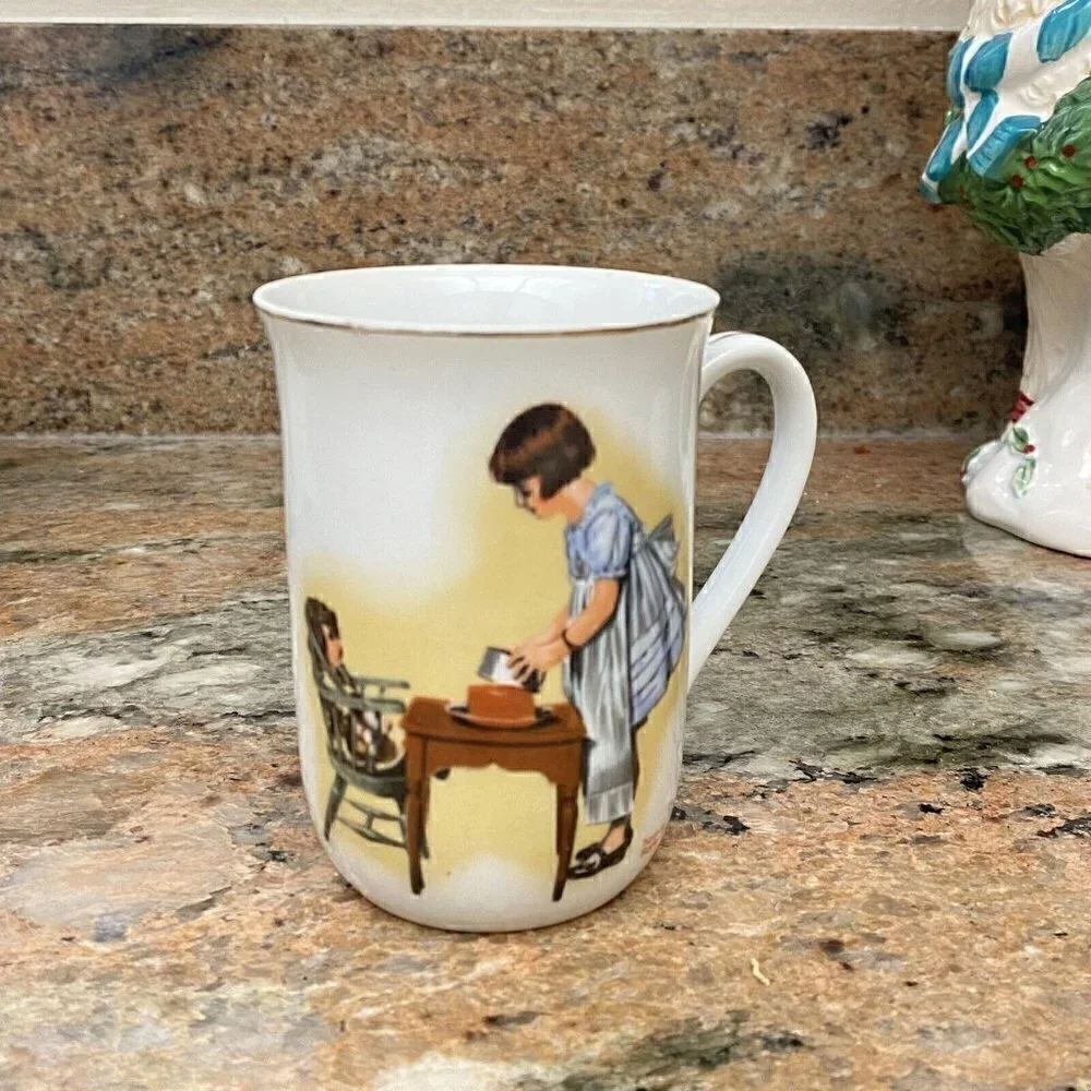 Norman Rockwell ‘Party Time’ Porcelain Mug H.M.I 1981 Japan